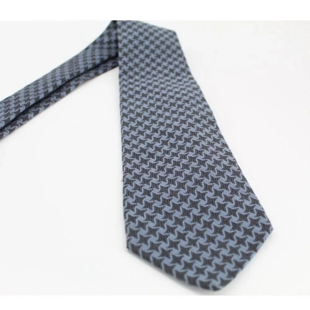 Robert Talbott Best of Class Tie Gray Blue Houndstooth 100% Silk Hand Sewn USA